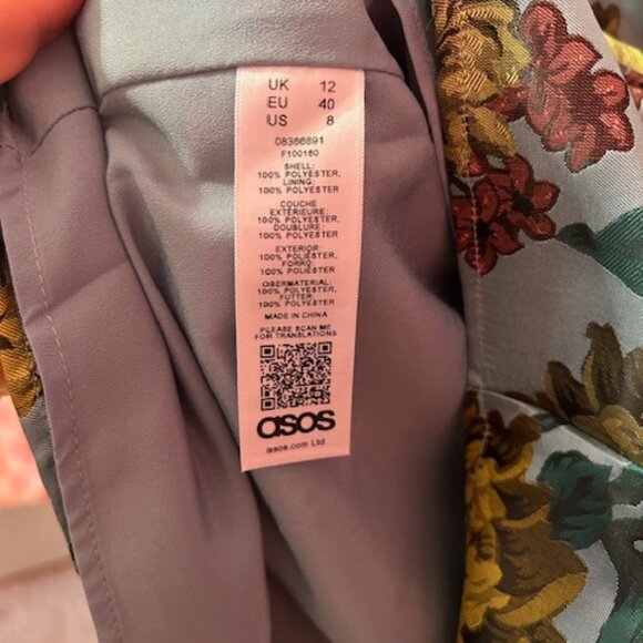 ASOS Salon Floral Jacquard Puff Sleeve Cut Out Dress - 8 - Picture 9 of 14